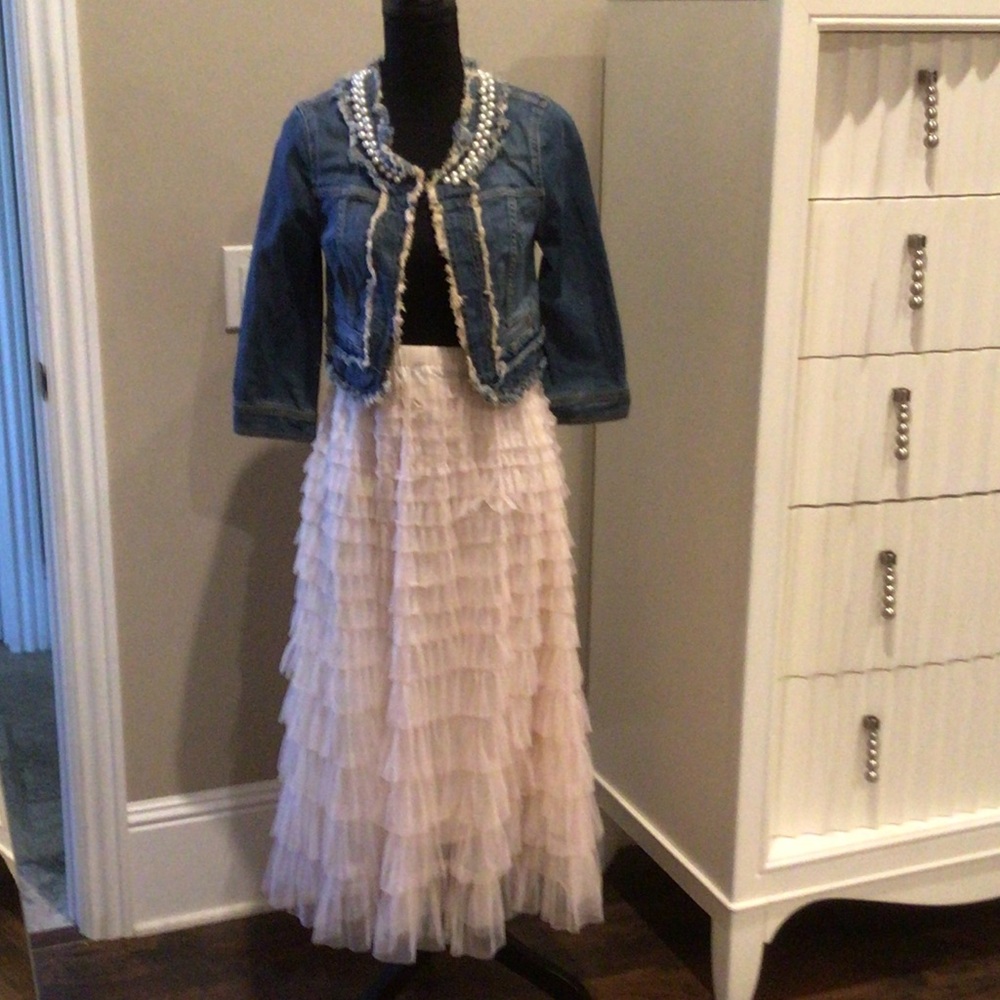 Tiered Ruffle Maxi Skirt in Light Blush
